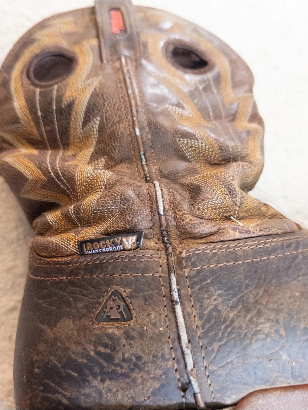 Rocky Men’s Waterproof Leather Cowboy Work Boots Size 9 Brown Work Boots